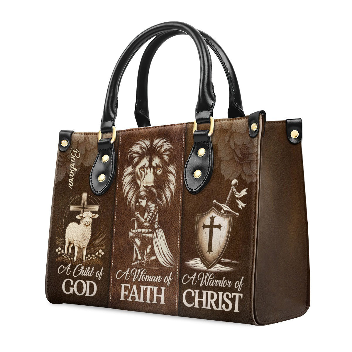 Personalized Christian Leather Handbag, A Child of God, Woman of Faith, Warrior of Christ Purse, Religious Gift for Women BLAF42